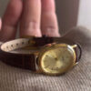 Vintage Oval Gold/Silver Face Black/Brown Leather Watch