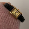 Vintage Rectangle Beige Face Brown/Black Leather Watch