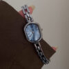 Dainty Blue Mother of Pearl Face Silver Bracelet Watch