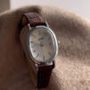 Vintage Oval Gold/Silver Face Black/Brown Leather Watch