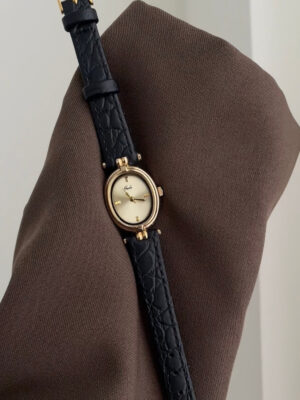 Vintage Black/Brown Oval Face Women's Watch