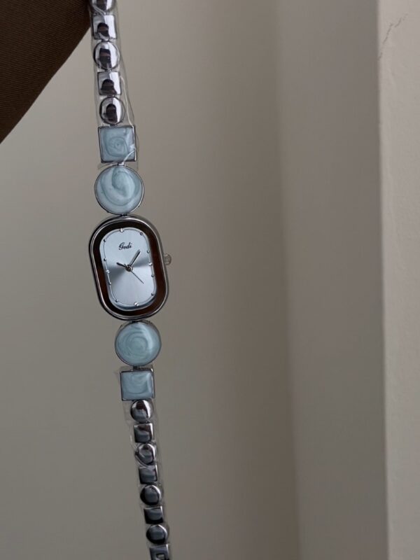 Chic Rose Gold/Blue Oval Face Gold/Silver Bracelet Watch