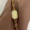Minimalist Beige/Blue Oval Face Gold Bracelet Watch