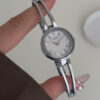 Minimalist Black/White Round Face Silver Bracelet Watch