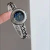 Dainty Blue Mother of Pearl Dial Watch Silver Chain Bracelet Watch for Women