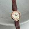 Colorful Round Face Brown Leather Watch for Ladies