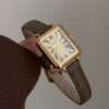 Rectangle Roman Numeral Dial Pink/Brown Leather Watch