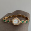 Vintage Zircon Small Oval Face Gold Bracelet Watch