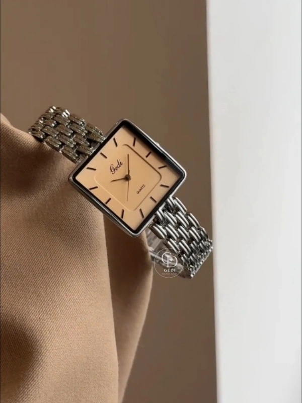 Big Square Face Watch for Women Statement Silver Bracelet Ladies Watch