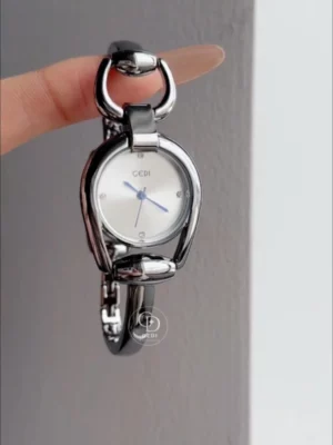 Minimalist Silver Round Dial Irregular Watch for Women