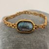 Minimalist Beige/Blue Oval Face Gold Bracelet Watch