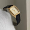 Vintage Style Gold Square Face Black/Brown Leather Watch
