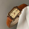 Classic Rectangle Face Brown/Green/Orange Leather Watch