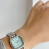 Mint Green Color Square Face Silver Bracelet Watch
