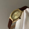 Classic Style Gold Oval Face Brown Leather Watch