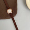 Women's Square Face Brown/Black/White Leather Watch