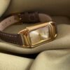 Minimalist Gold Rectangle Orange/Grey Genuine Leather Watch