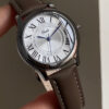 Classic Brown/Black Round Genuine Leather Women's Watch