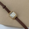 Minimalist Black/Brown Rectangle Small Face Leather Watch