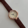 Colorful Round Face Brown Leather Watch for Ladies