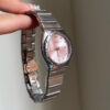 Pink/Purple Round Face Silver Bracelet Ladies Watch
