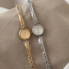Dainty Round Face Gold/Silver Bracelet Women's Watch