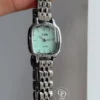 Mint Green Color Square Face Silver Bracelet Watch