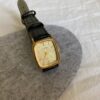 Vintage Style Gold Square Face Black/Brown Leather Watch
