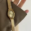 Chic Style Gold Emerald Green Oval Bracelet Ladies Watch