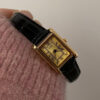 Vintage Rectangle Beige Face Brown/Black Leather Watch