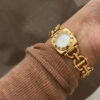 Chic Black/White Square Face Gold Bracelet Watch