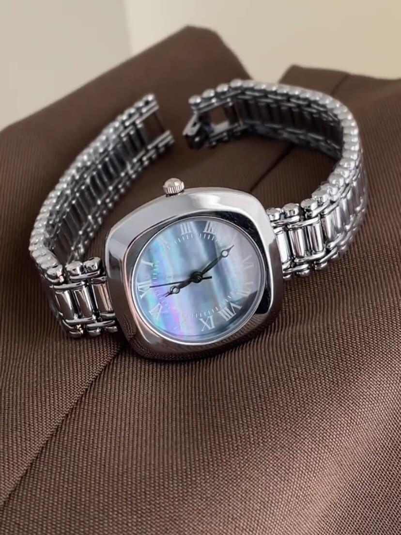Blue Mother of Pearl Square Face Bracelet Watch