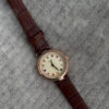 Colorful Round Face Brown Leather Watch for Ladies