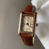 Vintage Rectangle Beige Face Brown/Black Leather Watch