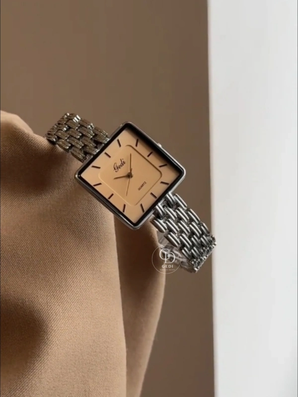 Big Square Face Watch for Women Statement Silver Bracelet Ladies Watch