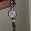 Dainty Flowers Silver Round Face Watch for Women