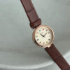 Colorful Round Face Brown Leather Watch for Ladies