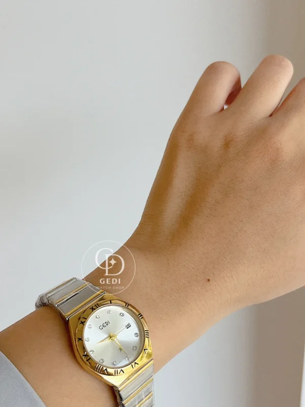 Gold＆Silver Two-tone Round Face Ladies Watch