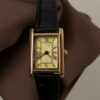 Vintage Rectangle Beige Face Brown/Black Leather Watch