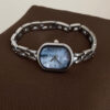 Dainty Blue Mother of Pearl Face Silver Bracelet Watch