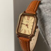 Classic Rectangle Face Brown/Green/Orange Leather Watch