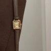 Rectangle Roman Numeral Dial Pink/Brown Leather Watch