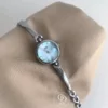 Blue Mother of Pearl Dial Silver Dainty Bracelet Watch for Women