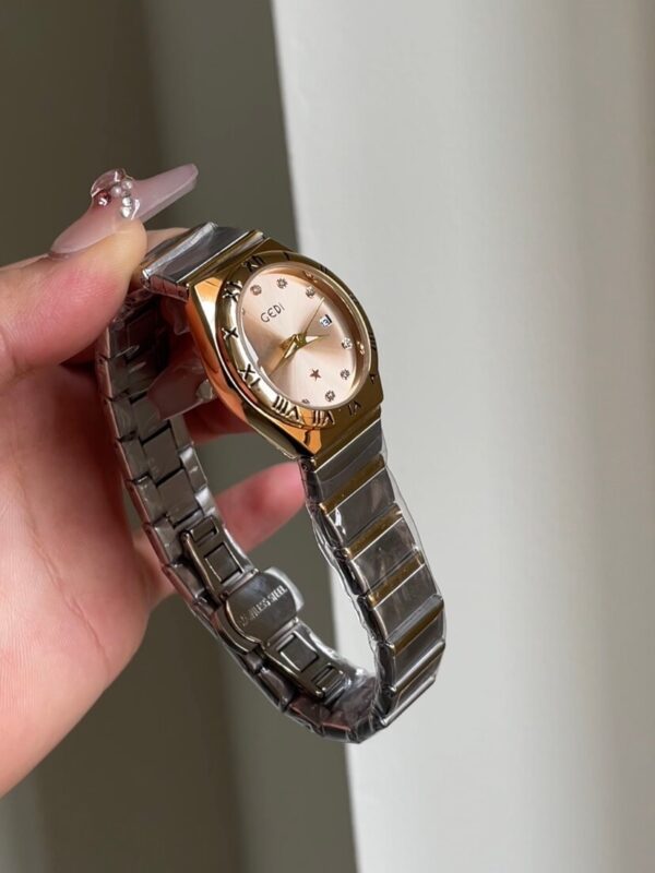 Gold＆Silver Two-tone Round Face Ladies Watch