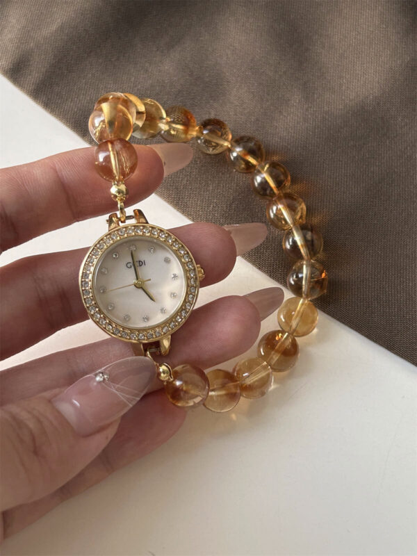 Handmade Natural Stone Yellow Crystal Watch for Women