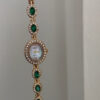 Vintage Zircon Small Oval Face Gold Bracelet Watch