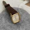 Vintage Style Gold Square Face Black/Brown Leather Watch