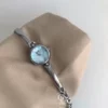 Blue Mother of Pearl Dial Silver Dainty Bracelet Watch for Women