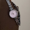 Dainty Flowers Silver Round Face Watch for Women
