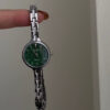 Minimalist Style Green Round Face Silver Bracelet Watch